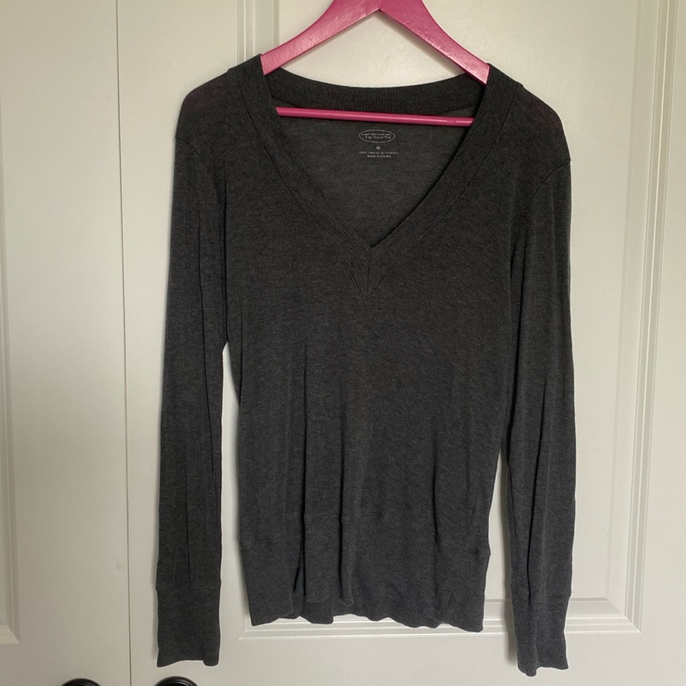 Talbots Charcoal Gray V Neck Sweater Medium